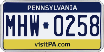 PA license plate MHW0258
