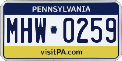 PA license plate MHW0259