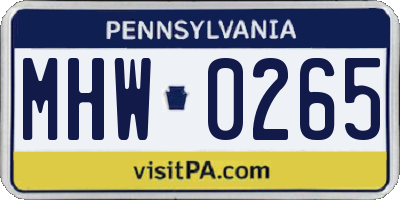 PA license plate MHW0265