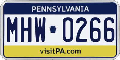 PA license plate MHW0266
