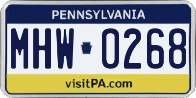 PA license plate MHW0268