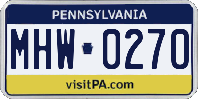 PA license plate MHW0270