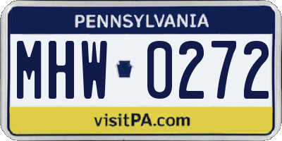 PA license plate MHW0272