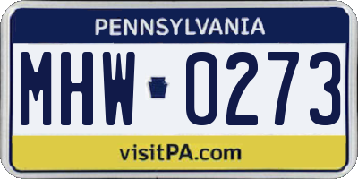 PA license plate MHW0273