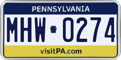 PA license plate MHW0274