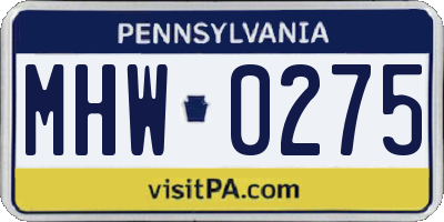 PA license plate MHW0275