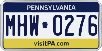 PA license plate MHW0276