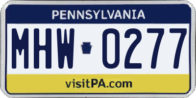 PA license plate MHW0277