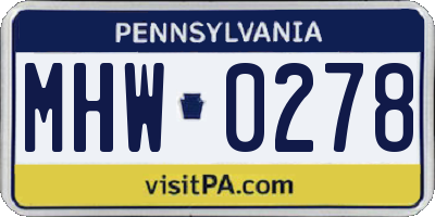 PA license plate MHW0278
