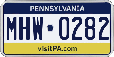 PA license plate MHW0282
