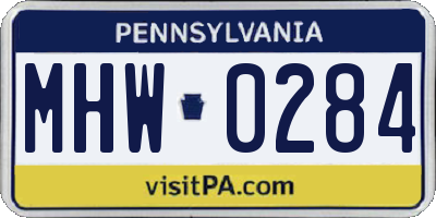 PA license plate MHW0284