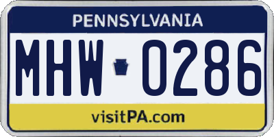 PA license plate MHW0286