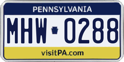 PA license plate MHW0288