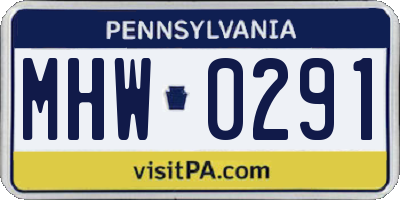 PA license plate MHW0291