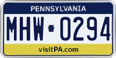 PA license plate MHW0294