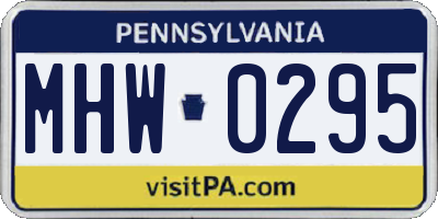 PA license plate MHW0295
