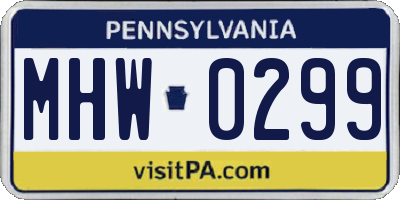 PA license plate MHW0299