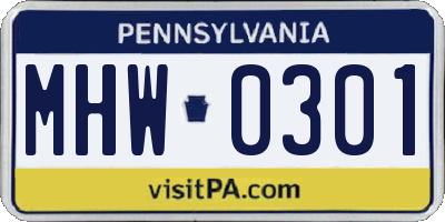 PA license plate MHW0301