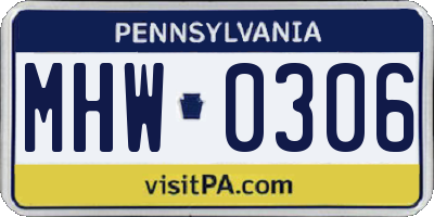 PA license plate MHW0306