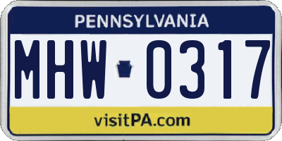 PA license plate MHW0317