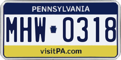 PA license plate MHW0318