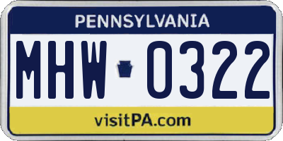 PA license plate MHW0322