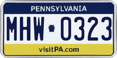 PA license plate MHW0323