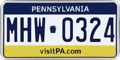 PA license plate MHW0324