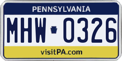 PA license plate MHW0326