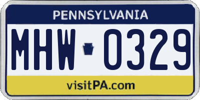 PA license plate MHW0329