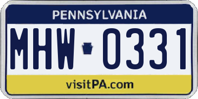 PA license plate MHW0331