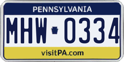 PA license plate MHW0334