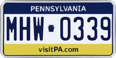 PA license plate MHW0339