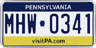 PA license plate MHW0341