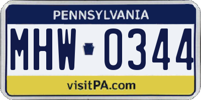PA license plate MHW0344