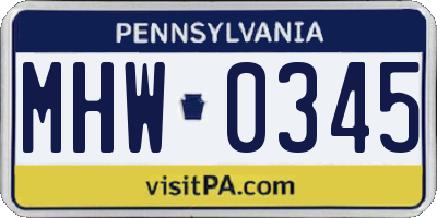 PA license plate MHW0345