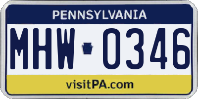 PA license plate MHW0346
