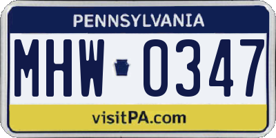 PA license plate MHW0347