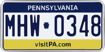 PA license plate MHW0348