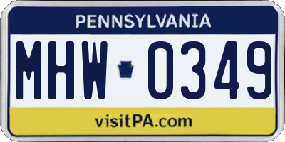 PA license plate MHW0349