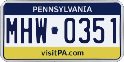 PA license plate MHW0351