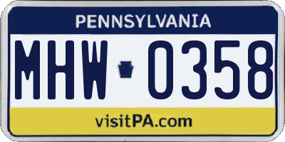 PA license plate MHW0358