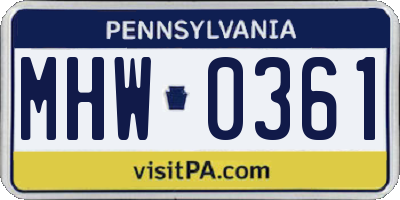 PA license plate MHW0361
