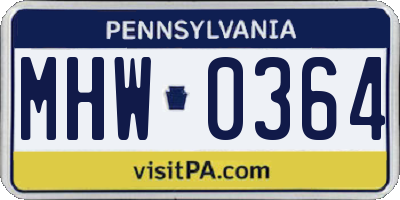PA license plate MHW0364