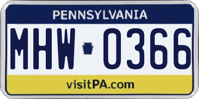 PA license plate MHW0366