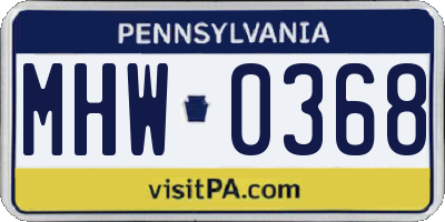PA license plate MHW0368