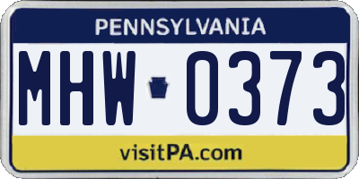 PA license plate MHW0373