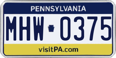 PA license plate MHW0375