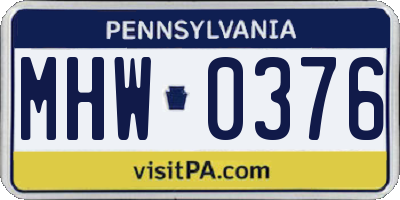 PA license plate MHW0376