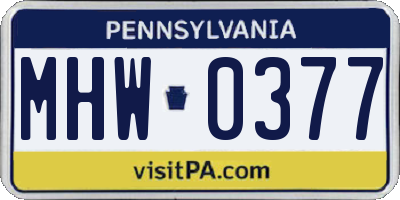 PA license plate MHW0377